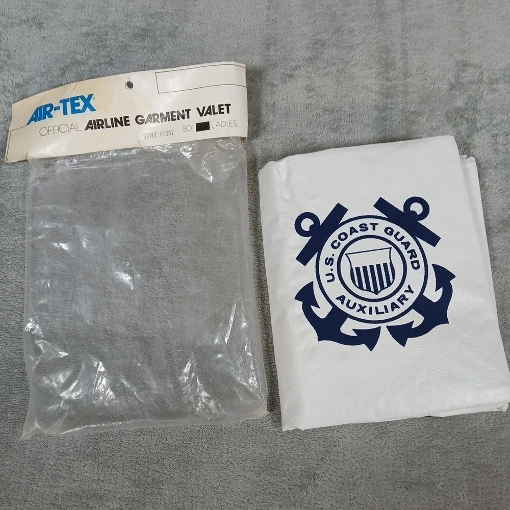 US Coast Guard Auxiliary Garment Bag White Vinyl Travel Uniform Cover
